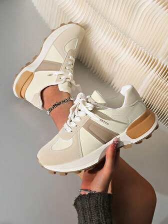 Women's Round Toe Fashion Lace Up Casual Comfortable Sports Shoes, Student Style