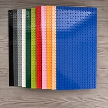 6pcs16*32规格经典底板，兼容各大积木品牌，用于场景房间装饰布置和DIY积木玩具房间装饰，节日礼物（颜色随机），蓝色建筑，彩色积木， - 彩色 - 查看 4