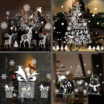 AFYPRTY 1 Set Christmas Window Stickers, Merry Christmas Static Stickers, Christmas 2024 Christmas Decoration Stickers For Christmas Party Decoration, Store Windows, 2025 Happy New Year Supplies