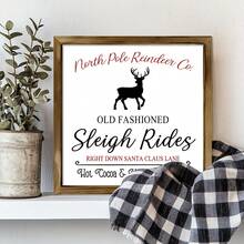 1 件乡村风北极驯鹿和雪橇木制标牌 - 非常适合家居装饰，适合客厅或咖啡桌，很棒的乔迁礼物，耐用且防褪色，圣诞节帆布墙面艺术装饰 - 彩色 - 查看 10