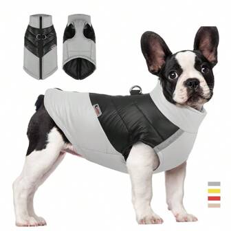 1pc Winter Pet Cotton Vest, Waterproof Warm Dog Clothes With Reflective Strip, Comfortable Cotton Jacket For Cold Weather Outdoor Dog