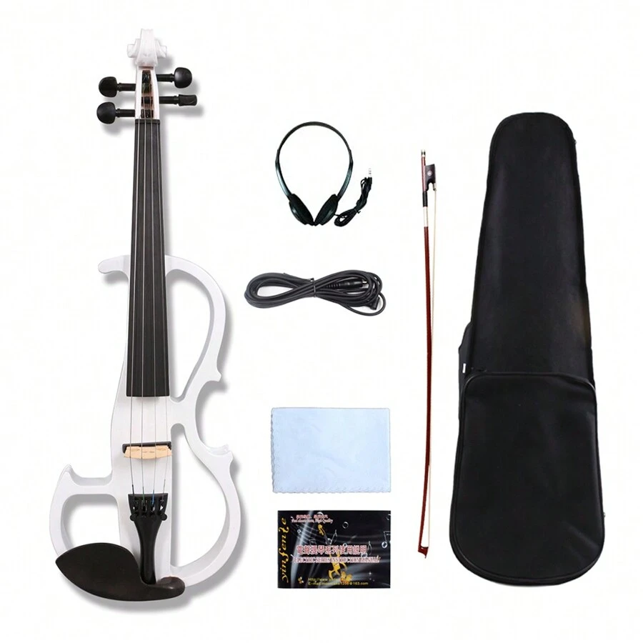 New 4 String Electric Viola 16-Inch Silent Viola Ebony Fingerboard Solid Wood Body Bow Case Portable Electric Viola Parts - White - View 1