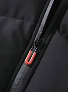 Casual Padded Coat For Men, Warm & Comfortable For Autumn/Winter, Wind-Proof,Warming - Black - View 5