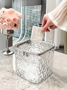 1 Piece Stylish And Luxury Desktop Trash Can Storage Box Snap Closing And Opening For Bedside Mini Desktop Trash Can Multipurpose Organizer With Click Lid Cosmetic And Makeup Holder Mini Desktop Trash Can Desktop Storage Box Snap Closing And Opening Storage Box - 灰色 - 查看 7