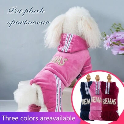 Soft Velvet Hooded Pet Suit, Suitable For Small To Medium Dogs