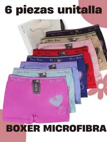 6 Pack Women's Seamless Microfiber Boxer Briefs One Size Assorted Colors - Multicolor - View 2