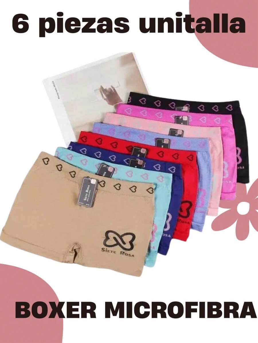 6 Pack Women's Seamless Microfiber Boxer Briefs One Size Assorted Colors - Multicolor - View 1
