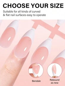 120 件短杏仁色/超短棺材色/长棺材色/长细高跟色/短方形法式指甲贴，15 种尺寸粉色法式亚克力假指甲，适用于美甲 DIY 和美甲沙龙按压指甲用品 - 粉色 - 查看 4