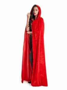 1pc Vampire Hooded Cape (Available In Black, Red, Purple), 170cm Unisex Velvet Cloak, Suitable For Halloween/Christmas/Carnival Cosplay Party, Photo Shoot, Performance, Character Costume,Christmas
