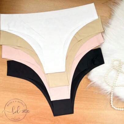 Kit 5 Calcinhas Sem Costura Corte a Laser Não Marca Lingerie Tanga Confortável