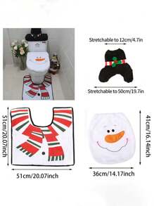1set Santa Claus Snowman Toilet Set Cute And Creative Toilet Decoration Items Suitable For Christmas Home Bathroom Decoration Props - Multicolor - View 8
