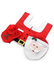 1set Santa Claus Snowman Toilet Set Cute And Creative Toilet Decoration Items Suitable For Christmas Home Bathroom Decoration Props - Multicolor - View 5