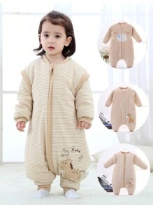 Children Quilted Sleeping Bag For Four Seasons Infant Toddler Boy Girl Detachable Sleeve Split Leg Striped Printed Sleepsack One Piece Sleep Sack - Multicolor - View 2
