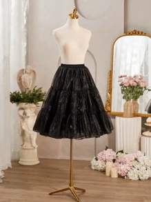 1 chiếc váy lót trắng cho nữ, dài 80cm ngắn 45cm 2 lớp 3 tầng bằng vải tuyn pha lê lót, không xương, váy lót mềm mại có thể điều chỉnh cho váy dự tiệc, váy cưới, trang phục Hanfu Halloween ngày lễ tình nhân ngày lễ tình nhân mùa thu cho nữ - nhiều màu - Xem 10