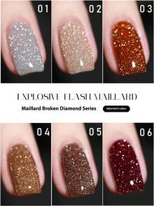 ZHIYAN 15ML/PCS 2024新款流行梅子色闪亮碎钻美拉德式凝胶指甲油秋季畅销红色指甲闪亮碎钻凝胶指甲油适用于圣诞指甲和万圣节指甲金色指甲专用于美甲沙龙 - 彩色 - 查看 4