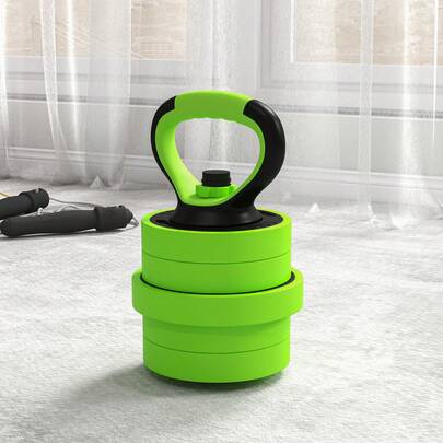  SPORTNOW 4-In-1 Adjustable Weight Dumbbells Set, Used As Barbell, Kettlebell, Push Up Stand, Free Weights Set For Men And Women Home Gym Training, 30KG, Green