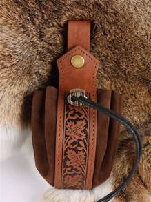 3pcs Medieval Embossed PU Leather Belt Set, Vintage Renaissance Viking LARP Belt With Pouch, Unisex Cosplay Costume Accessory - A - View 7