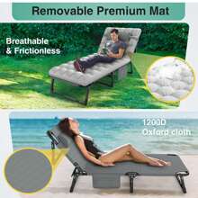 Folding Camping Cot, Adjustable 4+2 Positions Reclining Portable Outdoor Cot Heavy Duty Sleeping Bed Cots W/Pillow Mat, Chaise Lounge Chair For Home Office Nap Beach Pool Patio Travel
