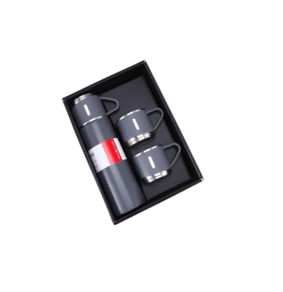 Kit Garrafa Térmica Vacuum Flask Set 500ml Com 3 Xícaras