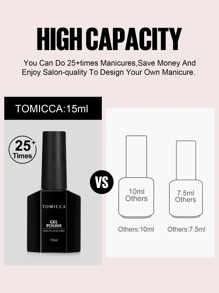 TOMICCA Light Grey Gel Nail Polish 15ml/1pc, Quick Drying With UV/LED Lamp, Suitable For At-Home DIY Nail Art Or Gift Giving