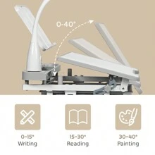 Children's Desk Set, Height-Adjustable Desk, Student Desk With Lamp, Tilt-Adjustable Children's Table With Chair & Drawer, Grey - Grey - View 5