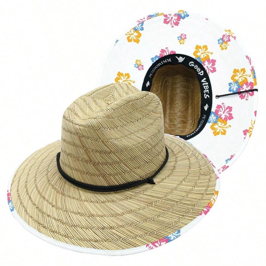 Hibiscus Straw Wide Brim Flower Sun Lifeguard Hat SHEIN USA