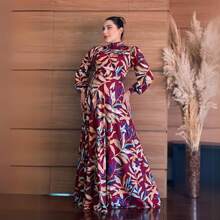 Long Dress With Sleeves Elegant Evangelical Fashion Discreet Well-Behaved - Đỏ - Xem 3