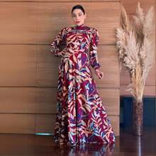Long Dress With Sleeves Elegant Evangelical Fashion Discreet Well-Behaved - Đỏ - Xem 4