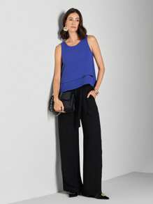 FASHION MIX PREMIUM Tank Top Plain Fabric Elegant Two Layers Tailoring - Màu xanh lam - Xem 7