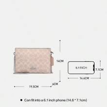 Coach 女款修身肩背斜挎包，小尺寸，經典帆布材質，拉鍊開合 CW204 SVPWH - 杏色 - 查看 4