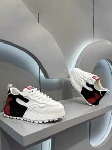 bingyuanjing Giày thể thao đế dày thoáng khí chất lượng cao cỡ lớn cho nam, giày thể thao phổ biến tăng chiều cao thông thường - trắng đỏ - Xem 4