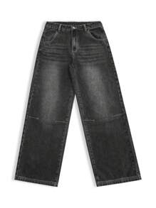 Quần jeans nữ ống đứng màu đen phong cách Y2K, quần jeans dáng rộng thoải mái, quần ống đứng thanh lịch kiểu vintage, thích hợp cho mùa hè 2026. - màu đen - Xem 4
