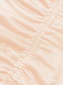 Women's Glitter Drawstring Split Hem Ruched Draped Neck Slip Dress Party Dress Wedding Guest Dress - Baby Pink - View 5