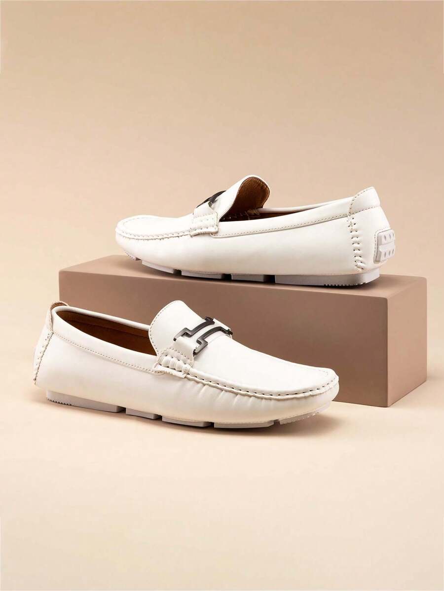 Men's Faux Leather Driving Penny Loafers Boat Shoes – Casual Comfort For Everyday Wear And Stylish Weekend - 白色 - 查看 1