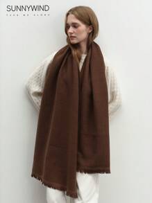 1pc Women's Solid Color Polyester Versatile Scarf, Suitable For Commuting And Daily Use - Rust - View 4
