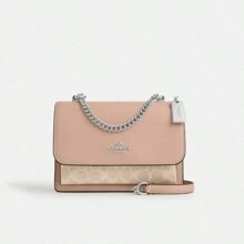 Coach Mini Claire Crossbody Bag, Women's Small Square Bag, Chain Bag, Shoulder Bag, Women's Gift - Sand and Pink - View 8