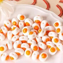 5pcs Cute Whimsical Double-Sided Egg Handicraft Glass Beads With Straight Holes For DIY Bracelets, Necklaces, Earrings, Phone Chains And Other Jewelry Accessories, Ideal Gift - Egg - View 1