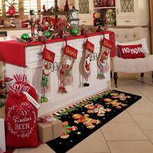 1/2pcs Christmas Kitchen Rugs - Soft, Absorbent, Anti-Slip, Stain Resistant, Machine Washable Memory Foam Floor Mats With Festive Gingerbread & Candy Cane Design - Handmade, Decorative, Seasonal, Polyester Rugs For Home, Office, Laundry, Bathroom