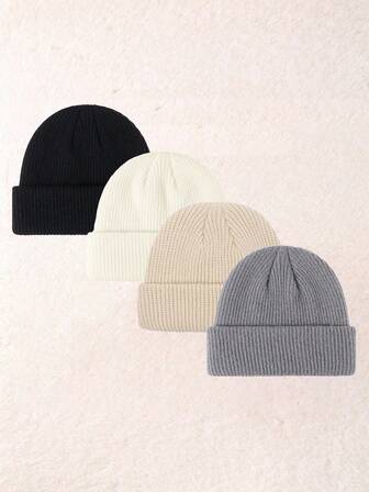 3pcs Y2K Style Pineapple Knit Beanie Hats, Unisex Warm Winter Caps For Outdoor, Casual, Commuting Men Women Clothing Winter