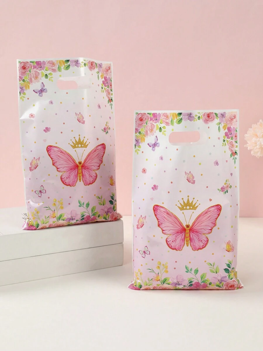 10 chiếc Túi quà tặng chủ đề bướm hồng Túi tote, Túi xách quà tặng cho tiệc sinh nhật, tiệc cưới, ngày lễ, vật dụng gói quà, túi xách di động, túi quà tặng cho tiệc, quà tặng dự tiệc - bướm hồng - Xem 1