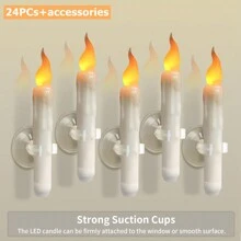 24PCS LED Wax Flickering Flameless Candle Lights Battery Operated Taper Dinner Party Home Halloween Thanksgiving Xmas Christmas Wedding Valentines Day Decorations Candles - 白色 - 查看 8