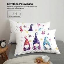 Bộ chăn ga gối 3 món in hình ngôi sao và chú lùn, Bộ chăn ga gối 100% polyester, 1*chăn ga+2*vỏ gối, Không lõi, Chăn ga gối mềm mại, thoải mái và thân thiện với da cho phòng ngủ, phòng khách - MMC-SJT0130 - Xem 6