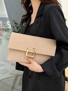 Bolso tipo sobre de diseño exclusivo de moda con estampado de piel de caimán, bolso de mano retro para mujer