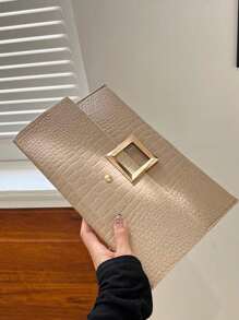 Bolso tipo sobre de diseño exclusivo de moda con estampado de piel de caimán, bolso de mano retro para mujer