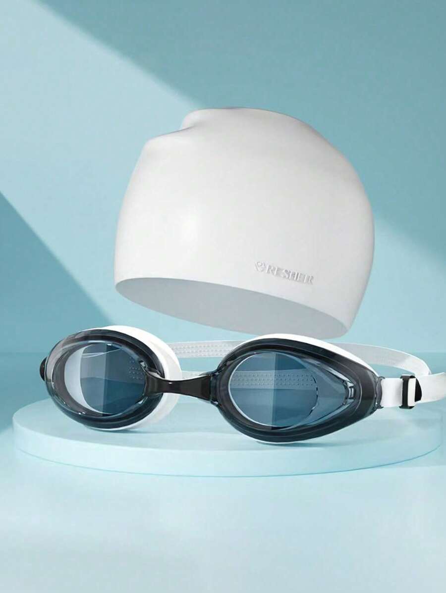 1pc Swim Goggles Set, High-Definition Anti-Fog Anti-Water Large Frame Swim Goggles, Unisex Swim Cap And Swim Goggles, Professional Diving Swimming Equipment, Beach Essentials, Beach Accessories, Pool Float - Multicolor - View 1