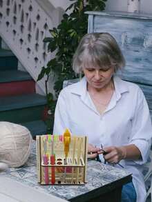 一体式木制纱线碗钩针收纳架 DIY 木制纱线分配器针织碗用于针织钩针线 - 工具箱 - 查看 8