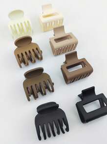 8 件 Edium 爪形发夹，女士哑光 2 英寸矩形和 1.6 英寸双排齿小发爪夹，适用于稀疏/中等细发质，发夹，发夹，发夹，接发夹，休闲秋冬发饰，适合女士度假装扮 - 彩色 - 查看 8