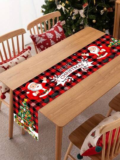 1 件圣诞桌旗，圣诞树设计桌旗，35x180cm，涤纶桌旗，圣诞派对装饰桌旗