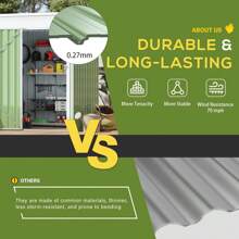 UNIONLINE 5x3ft Metal Shed,Garden Sheds And Outdoor Storage With Lockable Door, Small Outside Storage Box Waterproof For Backyard,Garden(Base Size:150x86CM) - Green - View 4