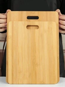 1pc Handmade Bamboo Cutting Board, Multifunctional Double-Sided Handle Chopping Board, Fruit Board, Portable Camping Vegetable Board, Kitchen Supplies